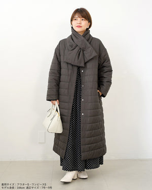 マフラー付きリバーシブル中綿コート【562】