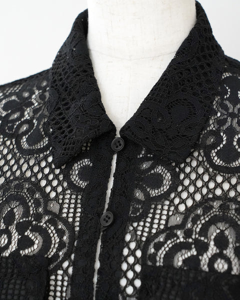 画像をギャラリービューアに読み込む, レースクロップドシャツ【654】