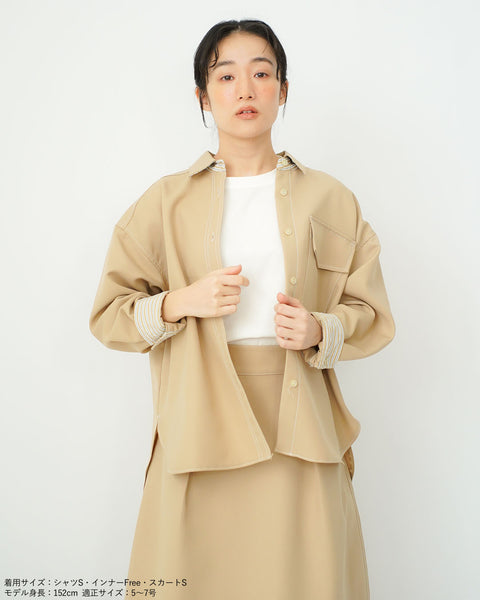 画像をギャラリービューアに読み込む, ストライプ配色シャツジャケット(セットアップ可能)【528】