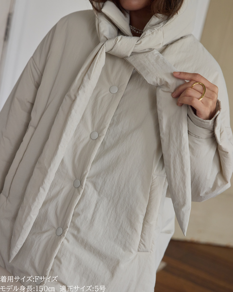 画像をギャラリービューアに読み込む, 低身長向けアウター/低身長向けコート/小柄アウター/小柄コート/アウター/コート/低身長/2025AW/パッファーコート/中綿コート/リボン/コーチ風ジャケット