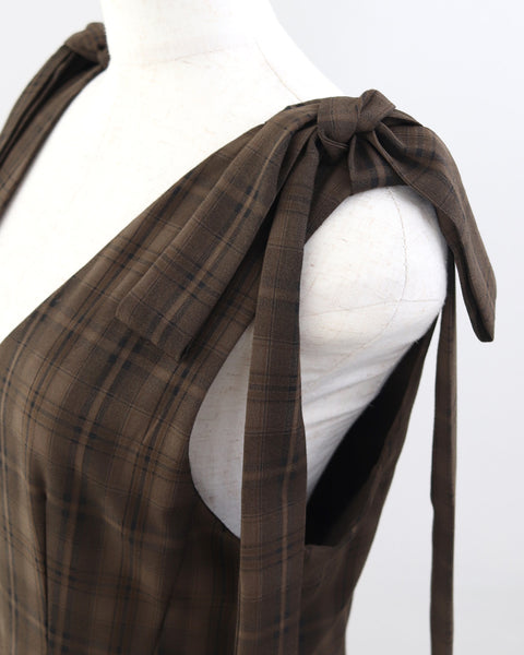 画像をギャラリービューアに読み込む, ショルダーリボンチェックロンパース【811】