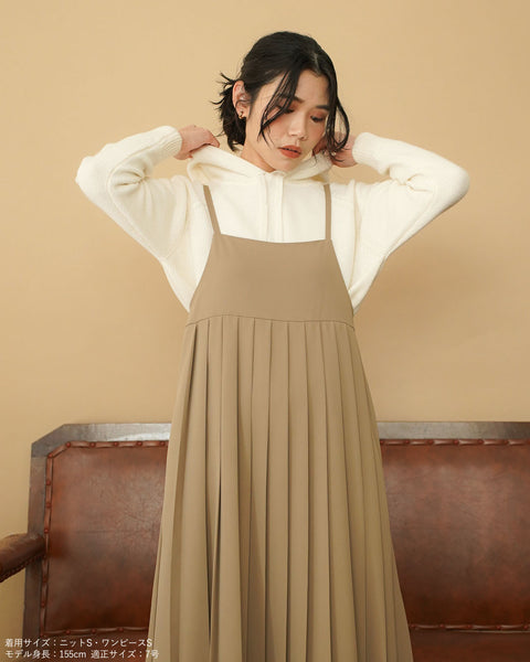 画像をギャラリービューアに読み込む, 低身長ワンピース/小柄ワンピース/低身長プリーツワンピース/プリーツキャミワン