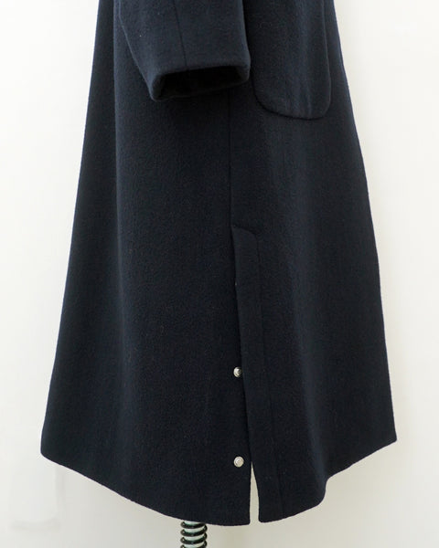 画像をギャラリービューアに読み込む, ノーカラーウールロングコート(Japan Fabric)【561】