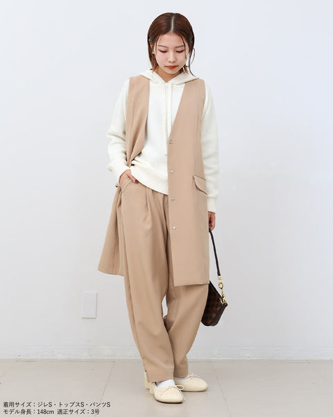 画像をギャラリービューアに読み込む, ノーカラーセミロングジレ(ブラック・ベージュのみセットアップ可能)【523】