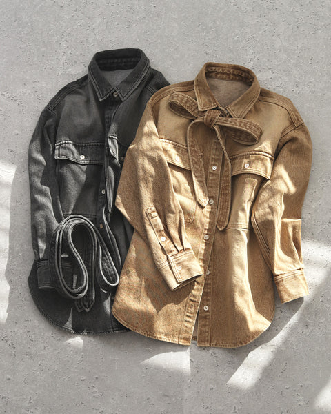 画像をギャラリービューアに読み込む, 小柄ブランド/低身長ブランド/低身長/小柄/小柄シャツ/デニムシャツ/リボンシャツ