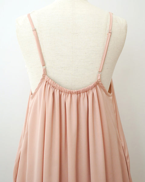 画像をギャラリービューアに読み込む, サテンギャザーキャミワンピース【672】