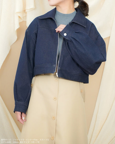 画像をギャラリービューアに読み込む, 低身長ジャケット/小柄ジャケット/低身長アウター/お直しいらず/低身長用/小柄用/低身長用羽織/デニム/小柄デニム/低身長デニム/デニムジャケット/小柄デニムジャケット