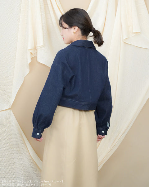 画像をギャラリービューアに読み込む, 低身長ジャケット/小柄ジャケット/低身長アウター/お直しいらず/低身長用/小柄用/低身長用羽織/デニム/小柄デニム/低身長デニム/デニムジャケット/小柄デニムジャケット