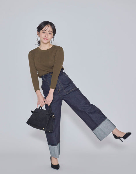 画像をギャラリービューアに読み込む, 低身長パンツ/低身長用ボトム/ボトム/デニムパンツ/小柄用/XSサイズ/SSサイズ/147㎝/低身長ブランド/低身長デニムパンツ/韓国風/小柄韓国/デニム/ロールアップデニム/低身長/小柄/小柄デニム