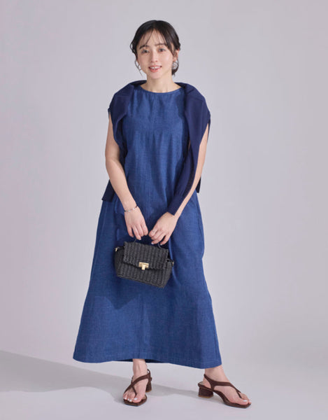 画像をギャラリービューアに読み込む, 低身長ワンピース/低身長用/小柄ワンピース/小柄用/147㎝/SSサイス/XSサイズ/ワンピース/デニムワンピース/デニム/低身長用デニムワンピース/小柄デニムワンピース