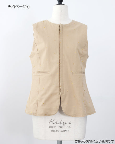 画像をギャラリービューアに読み込む, エンブロイダリーペプラムベスト(セットアップ可能)【801】