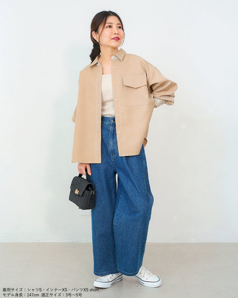 画像をギャラリービューアに読み込む, ストライプ配色シャツジャケット(セットアップ可能)【528】