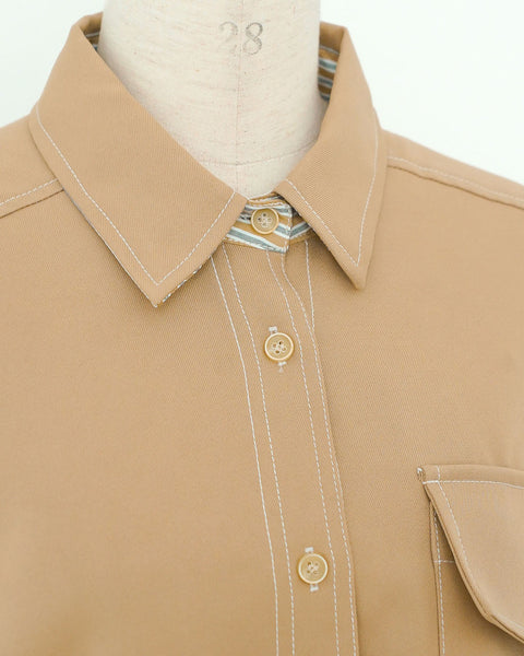 画像をギャラリービューアに読み込む, ストライプ配色シャツジャケット(セットアップ可能)【528】