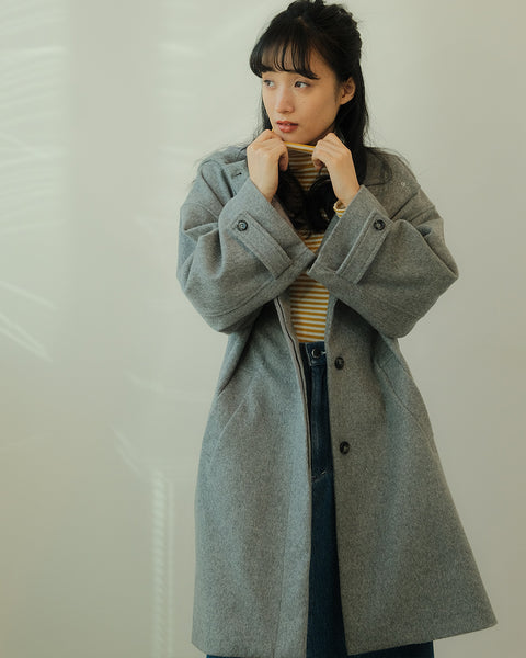 画像をギャラリービューアに読み込む, リラックスフードウールコート(Japan Fabric)【559】