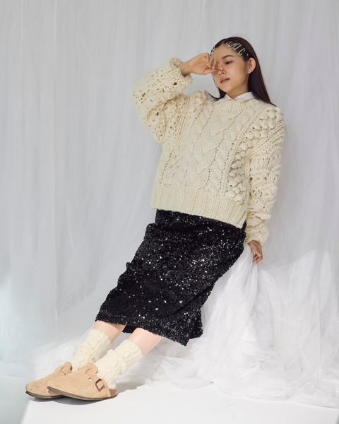 画像をギャラリービューアに読み込む, 低身長スカート/小柄スカート/低身長スカート/お直しいらず/低身長用/小柄用/低身長用ボトム/スパンコールスカート/小柄用スパンコールスカート/キラキラ/韓国