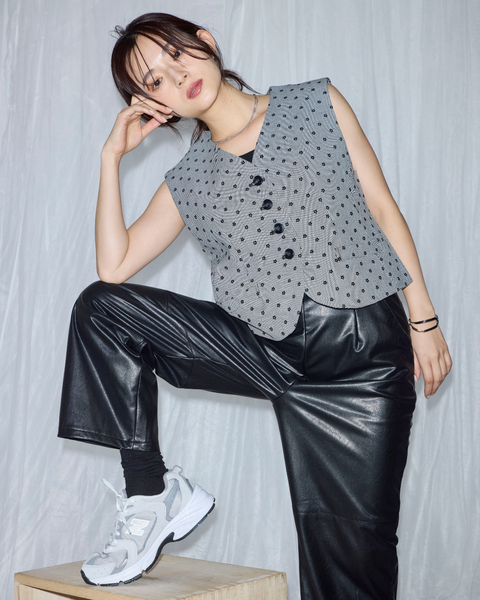 画像をギャラリービューアに読み込む, 低身長パンツ/低身長用ボトム/ボトム/チェックパンツ/小柄用/XSサイズ/SSサイズ/147㎝/低身長ブランド/低身長レザーパンツ/レザーパンツ/韓国風/小柄韓国