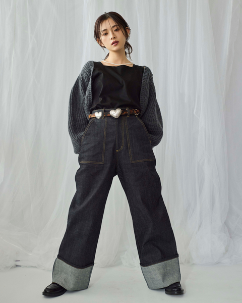 画像をギャラリービューアに読み込む, 低身長/小柄用/小柄用ボレロ/ニットボレロ/低身長必見/小柄用羽織り/韓国/羽織り/ボレロ/低身長パンツ/低身長用ボトム/ボトム/デニムパンツ/小柄用/XSサイズ/SSサイズ/147㎝/低身長ブランド/低身長デニムパンツ/韓国風/小柄韓国/デニム/ロールアップデニム