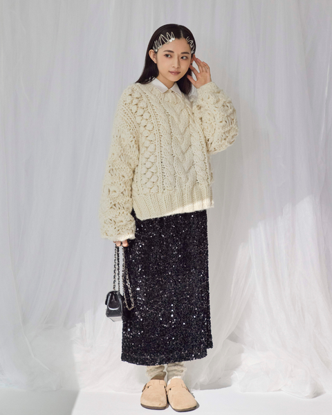 画像をギャラリービューアに読み込む, 低身長スカート/小柄スカート/低身長スカート/お直しいらず/低身長用/小柄用/低身長用ボトム/スパンコールスカート/小柄用スパンコールスカート/キラキラ/韓国