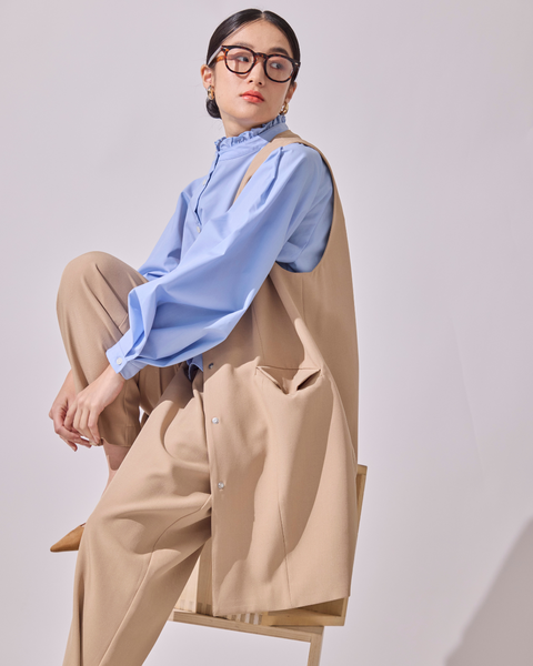 画像をギャラリービューアに読み込む, ノーカラーセミロングジレ(ブラック・ベージュのみセットアップ可能)【523】