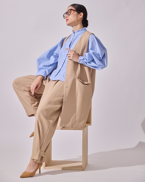 画像をギャラリービューアに読み込む, ノーカラーセミロングジレ(ブラック・ベージュのみセットアップ可能)【523】