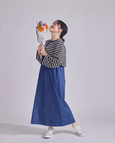 画像をギャラリービューアに読み込む, 低身長ワンピース/低身長用/小柄ワンピース/小柄用/147㎝/SSサイス/XSサイズ/ワンピース/デニムワンピース/デニム/低身長用デニムワンピース/小柄デニムワンピース