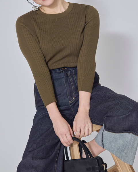 画像をギャラリービューアに読み込む, 低身長用TOPS/トップス/リブニット/小柄ブランド/低身長ブランド/小柄用トップス/ニット/小柄/Sサイズ/SSサイズ/コーディネート/小柄用ニット