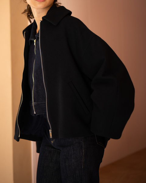 画像をギャラリービューアに読み込む, 2wayニット襟ブルゾン【313】