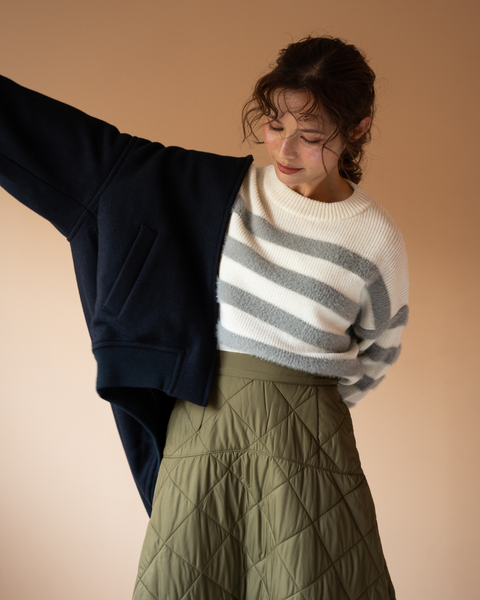 画像をギャラリービューアに読み込む, 2wayニット襟ブルゾン【313】