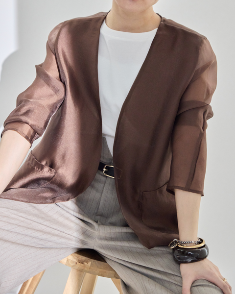 画像をギャラリービューアに読み込む, 小柄/低身長/低身長羽織/低身長ジャケット/シアージャケット/低身長シアージャケット/低身長コーディネート/ジャケット