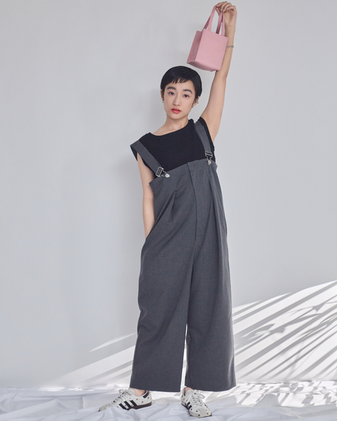 画像をギャラリービューアに読み込む, 低身長パンツ/低身長用ボトム/ボトム/インタックオーバーオール/小柄用/XSサイズ/SSサイズ/147㎝/低身長ブランド/低身長ハイウエストパンツ