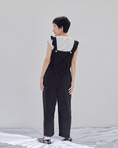 画像をギャラリービューアに読み込む, 低身長サロペット/小柄サロペット/低身長オールインワン/オールインワン/小柄/低身長/低身長ブランド/大人コーディネート/低身長コーディネート/ドットオールインワン