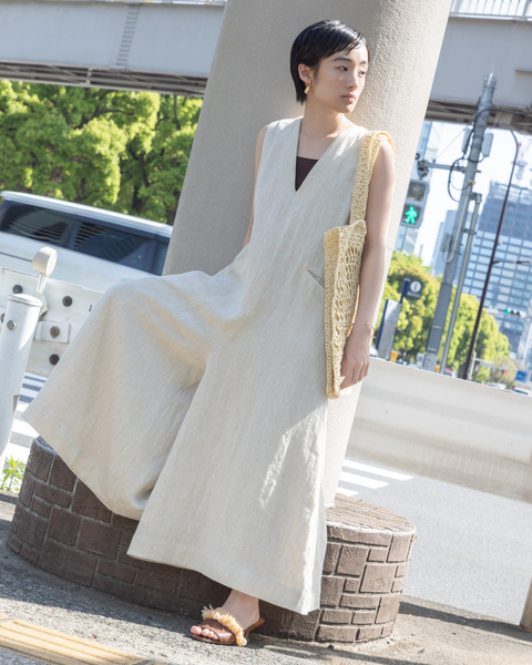 画像をギャラリービューアに読み込む, 低身長パンツ/低身長用ボトム/ボトム/リネンオーバーオール/小柄用/XSサイズ/SSサイズ/147㎝/低身長ブランド/低身長ハイウエストパンツ/オールインワン/リネンオールインワン/小柄オールインワン