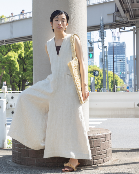 画像をギャラリービューアに読み込む, 低身長パンツ/低身長用ボトム/ボトム/リネンオーバーオール/小柄用/XSサイズ/SSサイズ/147㎝/低身長ブランド/低身長ハイウエストパンツ/オールインワン/リネンオールインワン/小柄オールインワン