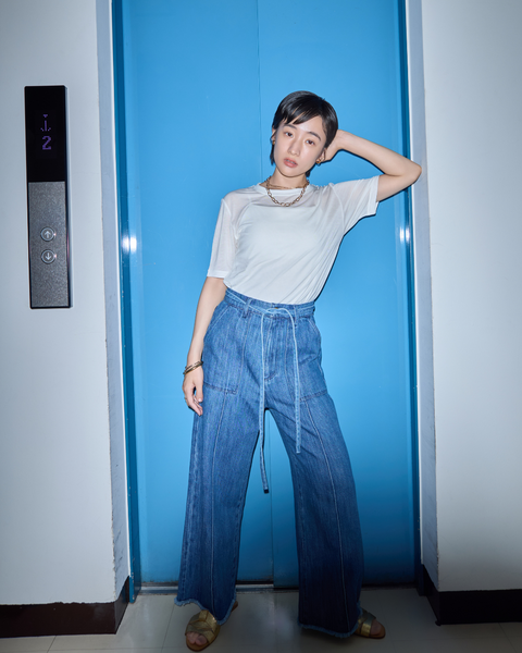 画像をギャラリービューアに読み込む, 低身長用パンツ/小柄用/低身長/小柄セットセットアップ/デニム/低身長ブランド/小柄ブランド/デニムパンツ/小柄デニム/小柄パンツ/デザインパンツ/韓国/デニムセットアップ/フリンジデニム/フリンジ