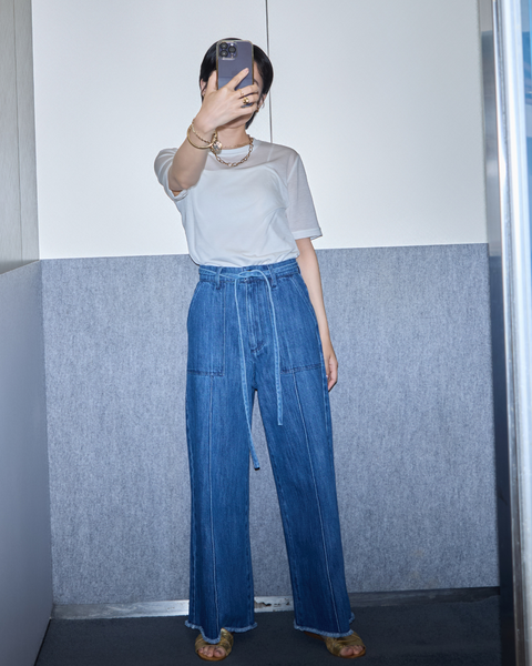 画像をギャラリービューアに読み込む, 低身長用パンツ/小柄用/低身長/小柄セットセットアップ/デニム/低身長ブランド/小柄ブランド/デニムパンツ/小柄デニム/小柄パンツ/デザインパンツ/韓国/デニムセットアップ/フリンジデニム/フリンジ