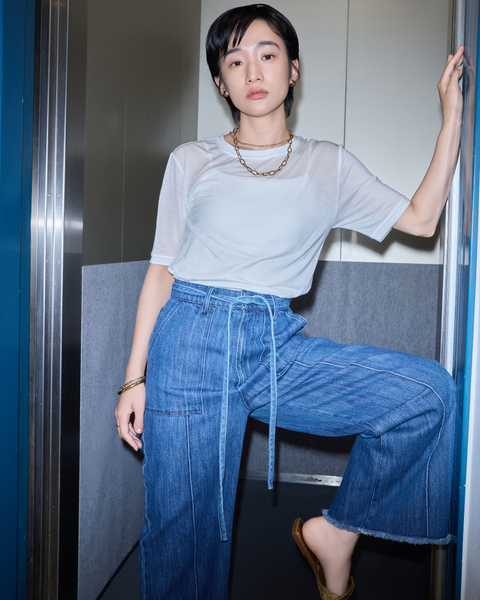 画像をギャラリービューアに読み込む, 低身長用パンツ/小柄用/低身長/小柄セットセットアップ/デニム/低身長ブランド/小柄ブランド/デニムパンツ/小柄デニム/小柄パンツ/デザインパンツ/韓国/デニムセットアップ/フリンジデニム/フリンジ