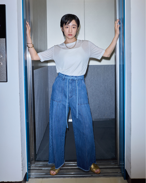 画像をギャラリービューアに読み込む, 低身長用パンツ/小柄用/低身長/小柄セットセットアップ/デニム/低身長ブランド/小柄ブランド/デニムパンツ/小柄デニム/小柄パンツ/デザインパンツ/韓国/デニムセットアップ/フリンジデニム/フリンジ