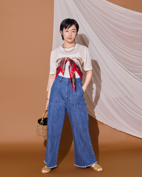 画像をギャラリービューアに読み込む, 低身長用パンツ/小柄用/低身長/小柄セットセットアップ/デニム/低身長ブランド/小柄ブランド/デニムパンツ/小柄デニム/小柄パンツ/デザインパンツ/韓国/デニムセットアップ/フリンジデニム/フリンジ