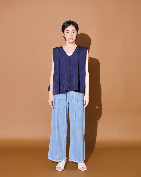 画像をギャラリービューアに読み込む, 低身長用パンツ/小柄用/低身長/小柄セットセットアップ/デニム/低身長ブランド/小柄ブランド/デニムパンツ/小柄デニム/小柄パンツ/デザインパンツ/韓国/デニムセットアップ/フリンジデニム/フリンジ