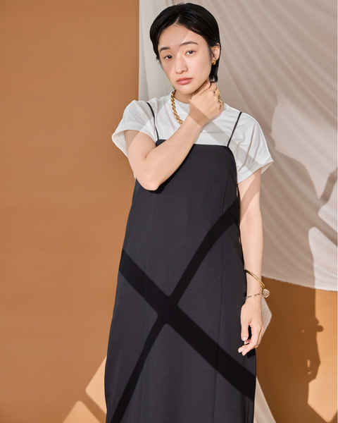 画像をギャラリービューアに読み込む, 低身長ワンピース/低身長用/小柄ワンピース/小柄用/147㎝/SSサイス/XSサイズ/ワンピース/キャミワンピース/低身長用キャミワンピース/Tシャツセット/2WAY/フレンチスリーブT シャツ