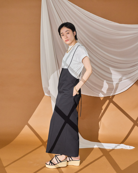 画像をギャラリービューアに読み込む, 低身長ワンピース/低身長用/小柄ワンピース/小柄用/147㎝/SSサイス/XSサイズ/ワンピース/キャミワンピース/低身長用キャミワンピース/Tシャツセット/2WAY/フレンチスリーブT シャツ