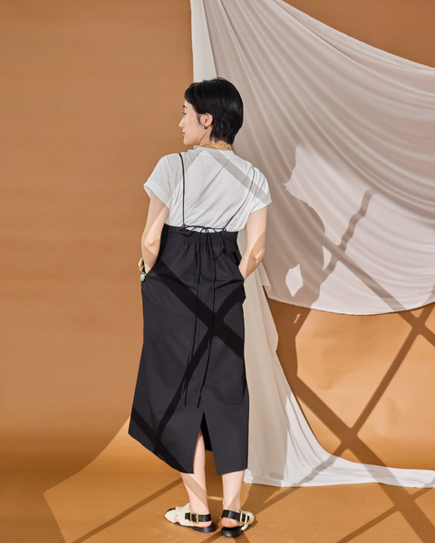 画像をギャラリービューアに読み込む, 低身長ワンピース/低身長用/小柄ワンピース/小柄用/147㎝/SSサイス/XSサイズ/ワンピース/キャミワンピース/低身長用キャミワンピース/Tシャツセット/2WAY/フレンチスリーブT シャツ