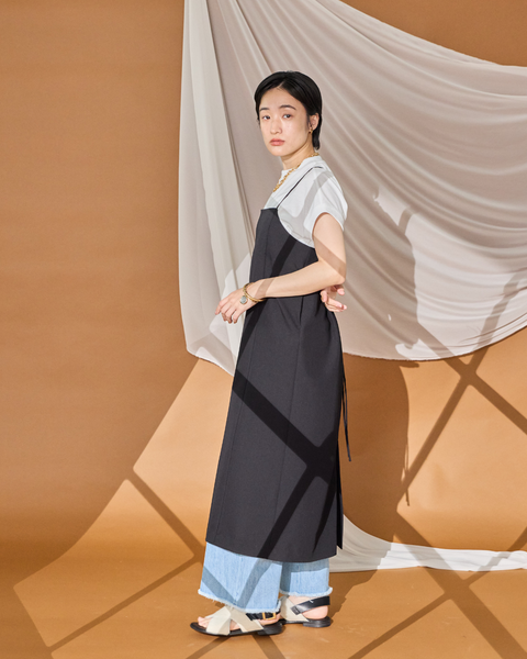 画像をギャラリービューアに読み込む, 低身長ワンピース/低身長用/小柄ワンピース/小柄用/147㎝/SSサイス/XSサイズ/ワンピース/キャミワンピース/低身長用キャミワンピース/Tシャツセット/2WAY/フレンチスリーブT シャツ