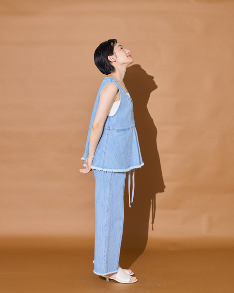 画像をギャラリービューアに読み込む, 低身長用トップス/小柄用/低身長/小柄セットセットアップ/デニム/低身長ブランド/小柄ブランド/ペプラムデニム/小柄デニム/小柄トップス/デザイントップス/韓国/デニムセットアップ/フリンジデニム