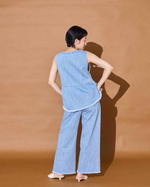 画像をギャラリービューアに読み込む, 低身長用トップス/小柄用/低身長/小柄セットセットアップ/デニム/低身長ブランド/小柄ブランド/ペプラムデニム/小柄デニム/小柄トップス/デザイントップス/韓国/デニムセットアップ/フリンジデニム