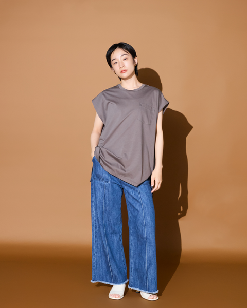 画像をギャラリービューアに読み込む, 低身長用パンツ/小柄用/低身長/小柄セットセットアップ/デニム/低身長ブランド/小柄ブランド/デニムパンツ/小柄デニム/小柄パンツ/デザインパンツ/韓国/デニムセットアップ/フリンジデニム/フリンジ