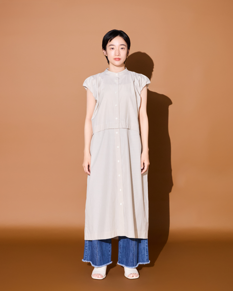 画像をギャラリービューアに読み込む, 小柄ワンピース/低身長ワンピース/こコットンワンピース/低身長シャツワンピース/マルチway/取り外し可能/短丈ブラウス/パフスリーブブラウス