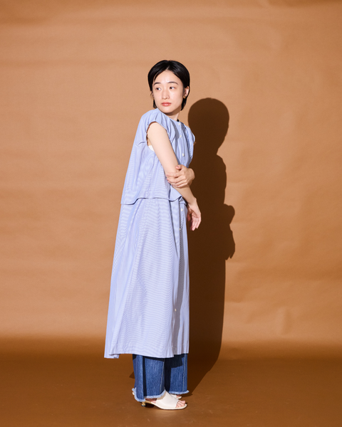 画像をギャラリービューアに読み込む, 小柄ワンピース/低身長ワンピース/こコットンワンピース/低身長シャツワンピース/マルチway/取り外し可能/短丈ブラウス/パフスリーブブラウス