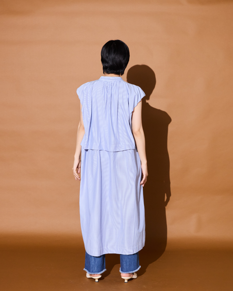 画像をギャラリービューアに読み込む, 小柄ワンピース/低身長ワンピース/こコットンワンピース/低身長シャツワンピース/マルチway/取り外し可能/短丈ブラウス/パフスリーブブラウス