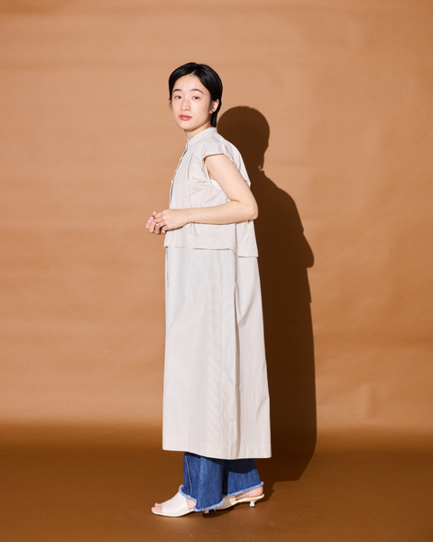 画像をギャラリービューアに読み込む, 小柄ワンピース/低身長ワンピース/こコットンワンピース/低身長シャツワンピース/マルチway/取り外し可能/短丈ブラウス/パフスリーブブラウス